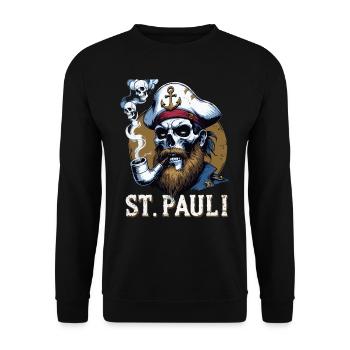 St.Pauli Kiez Hamburg Totenkopf Sankt Pauli - Sweat-shirt Unisexe - noir - Devant - Alina (178cm) & Michal (187cm)