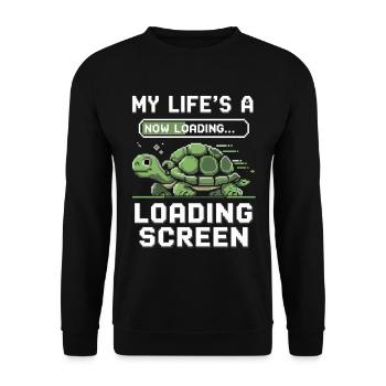 Turtle in the loading screen - Unisex Sweatshirt - black - Front - Alina (178cm) & Michal (187cm)