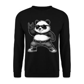 Musique Rock, Panda, Panda, Main De Roche, Heavy Metal - Sweat-shirt Unisexe - noir - Devant - Alina (178cm) & Michal (187cm)