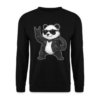 Musique Rock, Panda, Panda, Main De Roche, Heavy Metal - Sweat-shirt Unisexe - noir - Devant - Alina (178cm) & Michal (187cm)