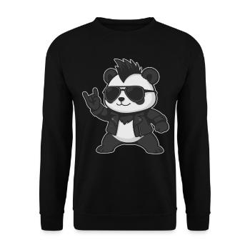 Musique Rock, Panda, Panda, Main De Roche, Heavy Metal - Sweat-shirt Unisexe - noir - Devant - Alina (178cm) & Michal (187cm)