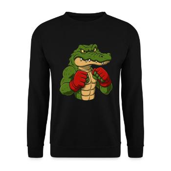 Crocodile Boxing Cartoon - Unisex Sweatshirt - black - Front - Alina (178cm) & Michal (187cm)