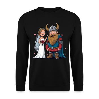Odin Viking Valhalla Viking Hammer Thor Odin - Unisex Sweatshirt - black - Front - Alina (178cm) & Michal (187cm)