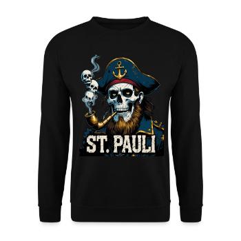 St.Pauli Kiez Hamburg Totenkopf Sankt Pauli - Sweat-shirt Unisexe - noir - Devant - Alina (178cm) & Michal (187cm)