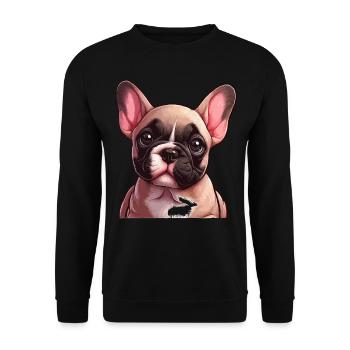 Bouledogue Français Chien Frenchie - Sweat-shirt Unisexe - noir - Devant - Alina (178cm) & Michal (187cm)