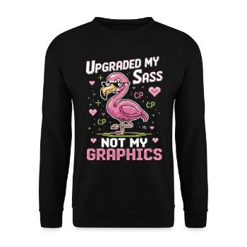 Flamant rose pixel avec attitude - Sweat-shirt Unisexe - noir - Devant - Alina (178cm) & Michal (187cm)