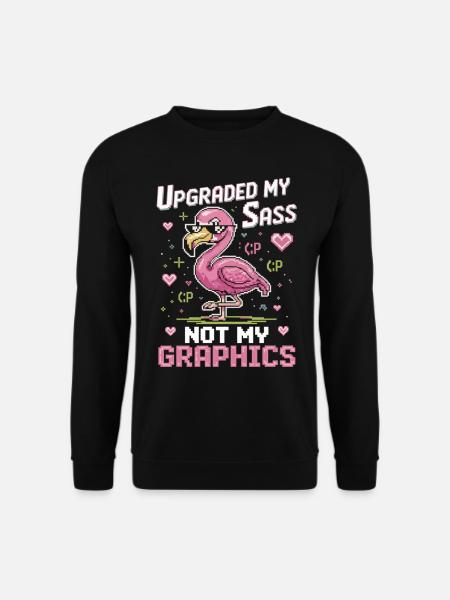 Pixel flamingo with attitude - Unisex Sweatshirt - black