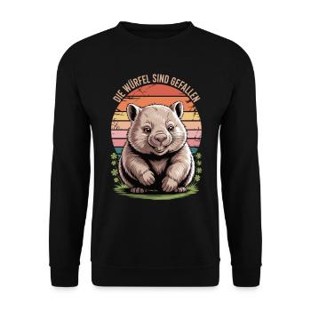 Die Würfel sind gefallen – Wombat - Unisex Pullover - Schwarz - Vorne - Alina (178cm) & Michal (187cm)