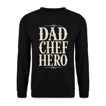 Dad Chef Hero – Papa Koch Held - Unisex Sweatshirt - black - Front - Alina (178cm) & Michal (187cm)