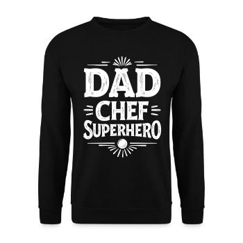 Dad Chef Superhero – Papa Koch Superheld - Unisex Sweatshirt - black - Front - Alina (178cm) & Michal (187cm)