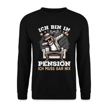 Pension Pensionierung Mann Ich bin in Pension - Unisex Pullover - Schwarz - Vorne - Alina (178cm) & Michal (187cm)