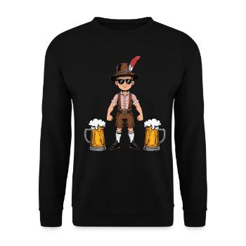 Garçon à Lederhosen Bière JGA Majorque Bavière Alcool - Sweat-shirt Unisexe - noir - Devant - Alina (178cm) & Michal (187cm)