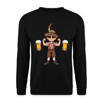 Garçon à Lederhosen Bière JGA Majorque Bavière Alcool - Sweat-shirt Unisexe - noir - Devant - Alina (178cm) & Michal (187cm)