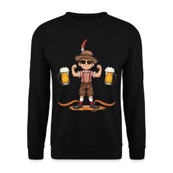 Garçon à Lederhosen Bière JGA Majorque Bavière Alcool - Sweat-shirt Unisexe - noir - Devant - Alina (178cm) & Michal (187cm)
