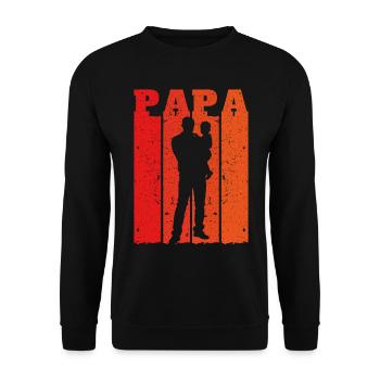 Retro Papa Silhouette – Vintage Style Vatertag - Unisex Pullover - Schwarz - Vorne - Alina (178cm) & Michal (187cm)