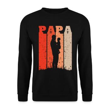 Retro Papa Silhouette – Vintage Style Vatertag - Unisex Pullover - Schwarz - Vorne - Alina (178cm) & Michal (187cm)