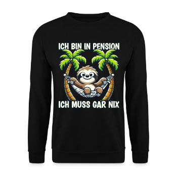 Pension Pensionierung Mann Frau Ich bin in Pension - Unisex Pullover - Schwarz - Vorne - Alina (178cm) & Michal (187cm)