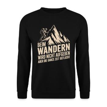Beim Wandern wird nicht aufgegeben – Nur geflucht! - Unisex Pullover - Schwarz - Vorne - Alina (178cm) & Michal (187cm)