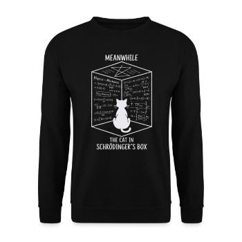 The Cat in Schrödinger's Box – Quantum Fun - Unisex Sweatshirt - black - Front - Alina (178cm) & Michal (187cm)