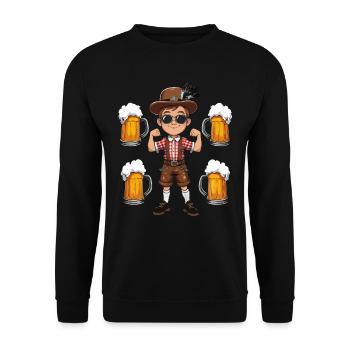 Garçon à Lederhosen Bière JGA Majorque Bavière Alcool - Sweat-shirt Unisexe - noir - Devant - Alina (178cm) & Michal (187cm)