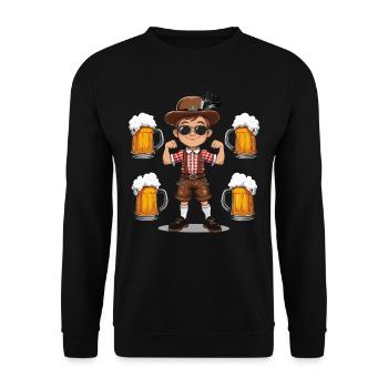 Garçon à Lederhosen Bière JGA Majorque Bavière Alcool - Sweat-shirt Unisexe - noir - Devant - Alina (178cm) & Michal (187cm)