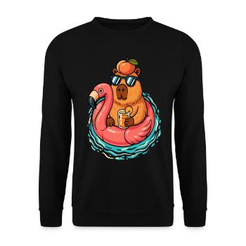 Capybarra Sommer Pfirsich - Unisex Pullover - Schwarz - Vorne - Alina (178cm) & Michal (187cm)