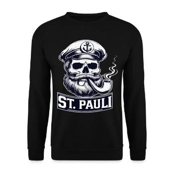 St.Pauli Kiez Hamburg Totenkopf Sankt Pauli - Unisex Sweatshirt - black - Front - Alina (178cm) & Michal (187cm)