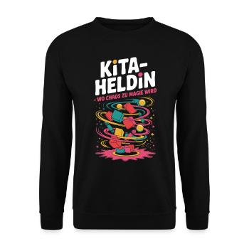 Daycare Heroine Where Chaos Becomes Magic Kindergarten Teacher - Unisex Sweatshirt - black - Front - Alina (178cm) & Michal (187cm)