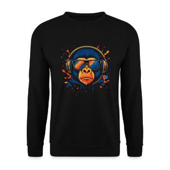 DJ Monkey – Colorful Music Monkey - Unisex Sweatshirt - black - Front - Alina (178cm) & Michal (187cm)