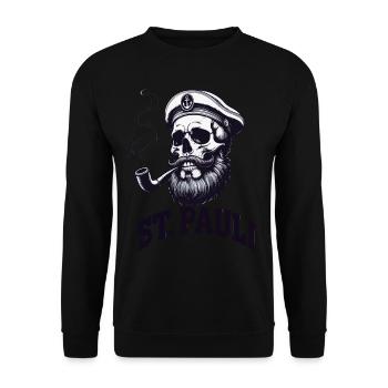 St.Pauli Kiez Hamburg Totenkopf Sankt Pauli - Sweat-shirt Unisexe - noir - Devant - Alina (178cm) & Michal (187cm)