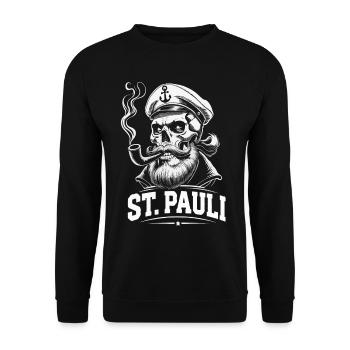 St.Pauli Kiez Hamburg Totenkopf Sankt Pauli - Unisex Sweatshirt - black - Front - Alina (178cm) & Michal (187cm)