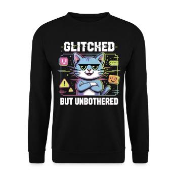 Glitch Cat - Erreur dans le système - Je m’en fiche - Sweat-shirt Unisexe - noir - Devant - Alina (178cm) & Michal (187cm)