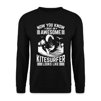 Now You Know What An Awesome Kitesurfer Looks Like - Unisex Pullover - Schwarz - Vorne - Alina (178cm) & Michal (187cm)