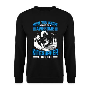 Now You Know What An Awesome Kitesurfer Looks Like - Unisex Pullover - Schwarz - Vorne - Alina (178cm) & Michal (187cm)