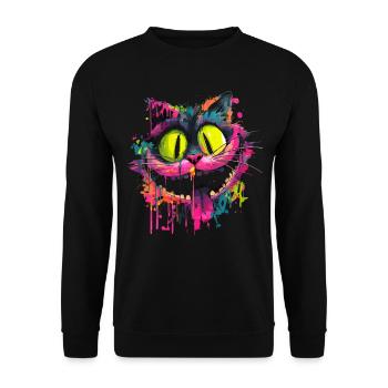 Style Street Art Chat Cheshire Psychédélique Coloré - Sweat-shirt Unisexe - noir - Devant - Alina (178cm) & Michal (187cm)