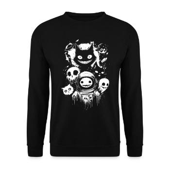 Creepy Space Horror – Astronaut & Cheshire Cats - Unisex Sweatshirt - black - Front - Alina (178cm) & Michal (187cm)