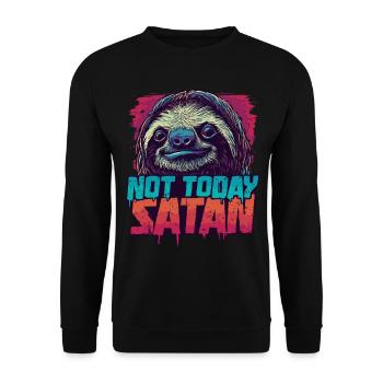 Not Today Satan Sloth – Funny Saying - Unisex Sweatshirt - black - Front - Alina (178cm) & Michal (187cm)