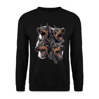 Cerberus Angry Dobermans – Aggressive Dogs - Unisex Sweatshirt - black - Front - Alina (178cm) & Michal (187cm)