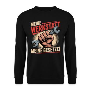 Meine Werkstatt Meine Gesetze - Unisex Pullover - Schwarz - Vorne - Alina (178cm) & Michal (187cm)