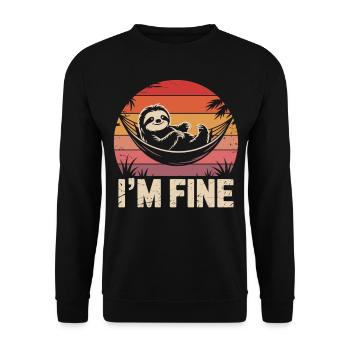 I'm Fine Sloth - Lazy, Peaceful, Done - Unisex Sweatshirt - black - Front - Alina (178cm) & Michal (187cm)
