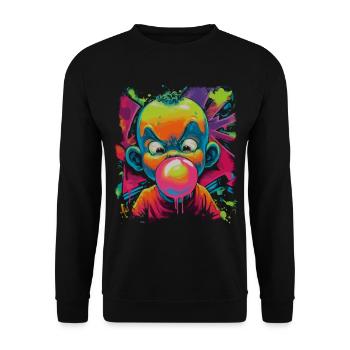Angry Bubblegum Kid Comic Street Art Neon Look - Unisex Sweatshirt - black - Front - Alina (178cm) & Michal (187cm)