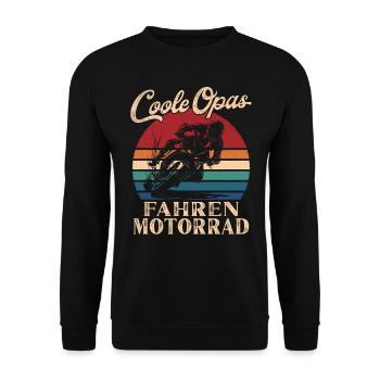 Cool Grandpas Riding Motorcycle Retro Grandpa - Unisex Sweatshirt - black - Front - Alina (178cm) & Michal (187cm)