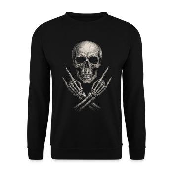 Musique Rock, Crâne, Main De Roche, Heavy Metal - Sweat-shirt Unisexe - noir - Devant - Alina (178cm) & Michal (187cm)