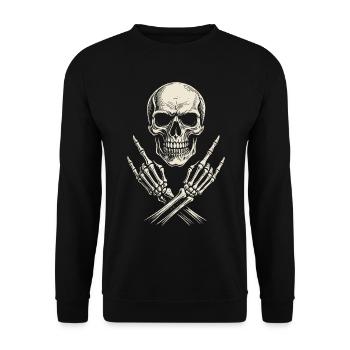 Musique Rock, Crâne, Main De Roche, Heavy Metal - Sweat-shirt Unisexe - noir - Devant - Alina (178cm) & Michal (187cm)