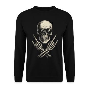 Musique Rock, Crâne, Main De Roche, Heavy Metal - Sweat-shirt Unisexe - noir - Devant - Alina (178cm) & Michal (187cm)