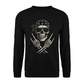 Musique Rock, Crâne, Main De Roche, Heavy Metal - Sweat-shirt Unisexe - noir - Devant - Alina (178cm) & Michal (187cm)