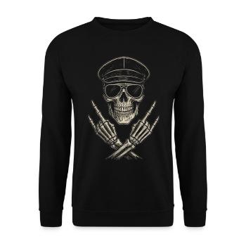 Musique Rock, Crâne, Main De Roche, Heavy Metal - Sweat-shirt Unisexe - noir - Devant - Alina (178cm) & Michal (187cm)
