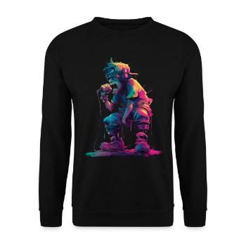 Coloré Rappeur Style Bande Dessinée Musique Urbaine Graphique - Sweat-shirt Unisexe - noir - Devant - Alina (178cm) & Michal (187cm)