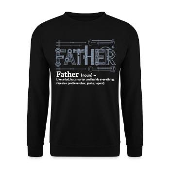 Father – The Born Problem Solver - Unisex Sweatshirt - black - Front - Alina (178cm) & Michal (187cm)