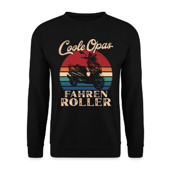 Cool Grandpas Riding Scooter Retro Grandpa - Unisex Sweatshirt - black - Front - Alina (178cm) & Michal (187cm)